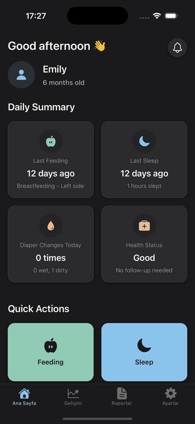 Baby Tracker iOS app preview